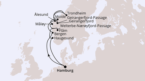 AIDA Norwegens Fjord-Weltnaturerbe ab Hamburg 2, AIDAprima vom 24.08.2026 bis 04.09.2026