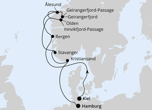 AIDAprima - Norwegens Fjord-Weltnaturerbe ab Kiel, AIDAprima vom 12.04.2026 bis 21.04.2026