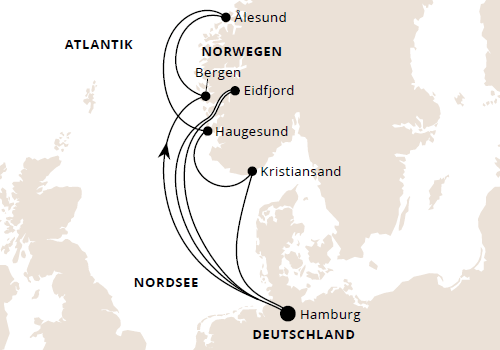AIDA Norwegens St&auml;dte ab Hamburg, AIDAprima vom 01.06.2026 bis 12.06.2026