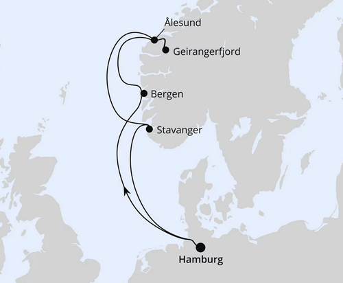AIDA Norwegens Weltnaturerbe ab Hamburg 1, AIDAprima vom 26.10.2025 bis 02.11.2025