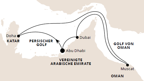 Orient mit Oman ab Abu Dhabi mit AIDAprima von November 2025 bis Januar 2026, AIDA