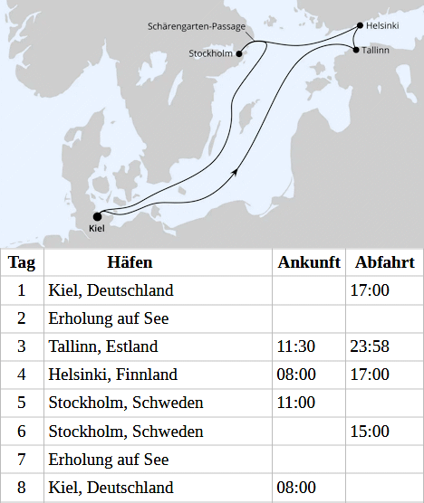 Ostsee ab Kiel, AIDAprima vom 25.04.2027 bis 02.05.2027