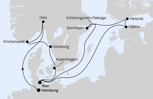 AIDA Skandinavische Highlights & Ostsee ab Hamburg, AIDAprima vom 02.11.2025 bis 15.11.2025
