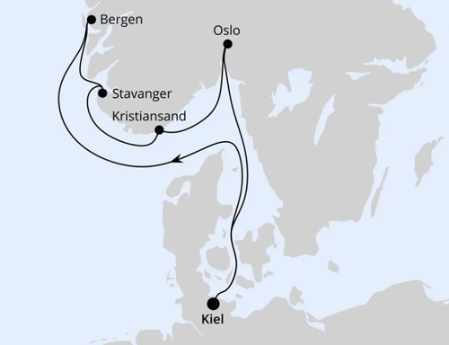 AIDAprima - Südnorwegen ab Kiel, AIDAprima am 01.03.2026 und 29.03.2026