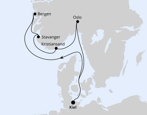 AIDA S&uuml;dnorwegen ab Kiel, AIDAprima vom 15.02.2026 bis 22.02.2026