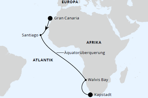 Von Gran Canaria &uuml;ber Namibia nach Kapstadt, AIDAprima vom 01.11.2026 bis 16.11.2026