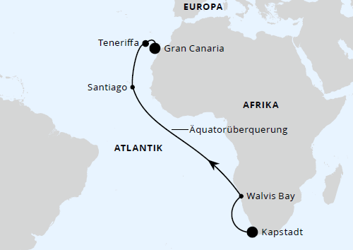 AIDAprima vom 22.04.2027 bis 08.05.2027, AIDAprima Von Kapstadt über Namibia nach Gran Canaria