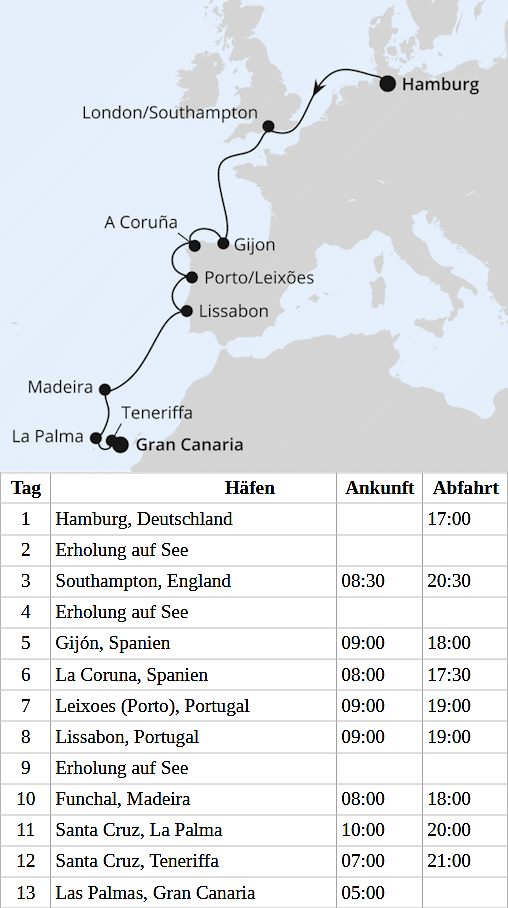 Westeuropa-Highlights ab Hamburg 2, AIDAprima vom 19.10.2026 bis 31.10.2026
