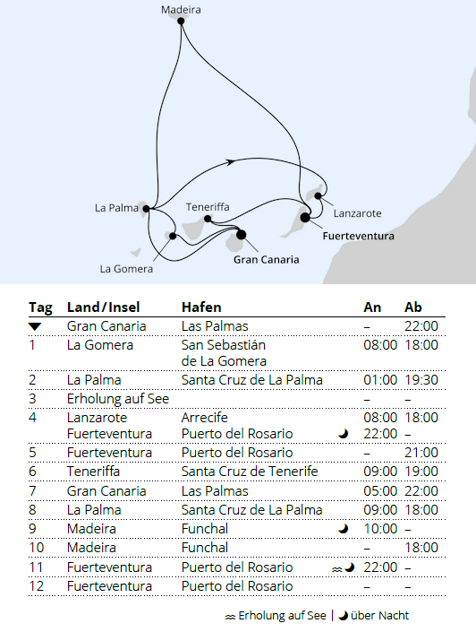 AIDAsol vom 13.02.2028 bis 27.03.2028, Gro&szlig;e Rundreise Kanaren & Madeira, AIDA
