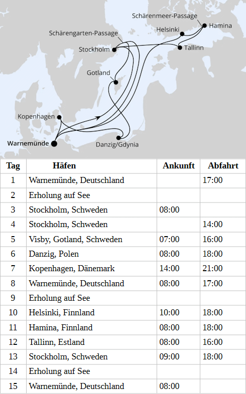 Highlights der Ostseek&uuml;ste ab Warnem&uuml;nde, AIDAsol vom 09.09.2028 bis 23.09.2028