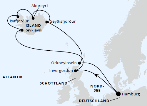 AIDAsol vom 08.08.2027 bis 20.08.2027, Island-Rundreise ab Hamburg, AIDA
