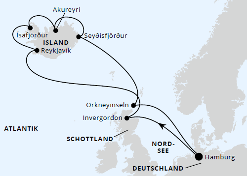 AIDAsol vom 08.08.2027 bis 20.08.2027, Island-Rundreise ab Hamburg, AIDA