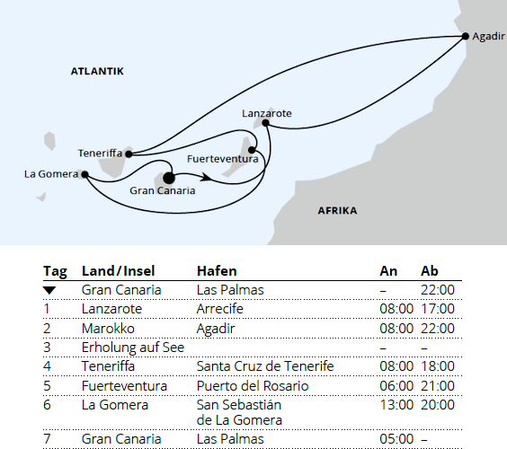AIDAsol vom 05.03.2028 bis 12.03.2028, Kanaren & Marokko, AIDA