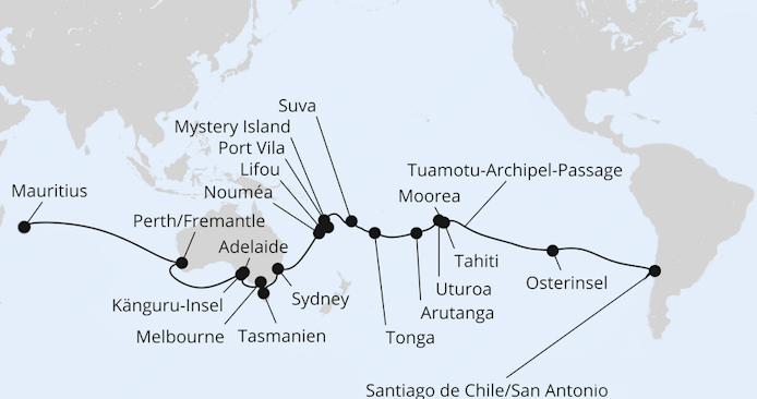 Von San Antonio nach Mauritius, AIDAsol vom 01.12.2026 bis 19.01.2027