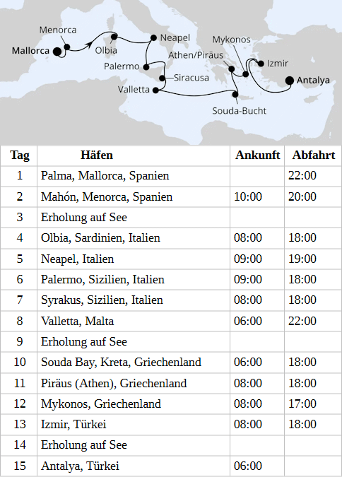Griechenland & Mittelmeerinseln ab Mallorca, AIDAstella vom 17.09.2028 bis 01.10.2028