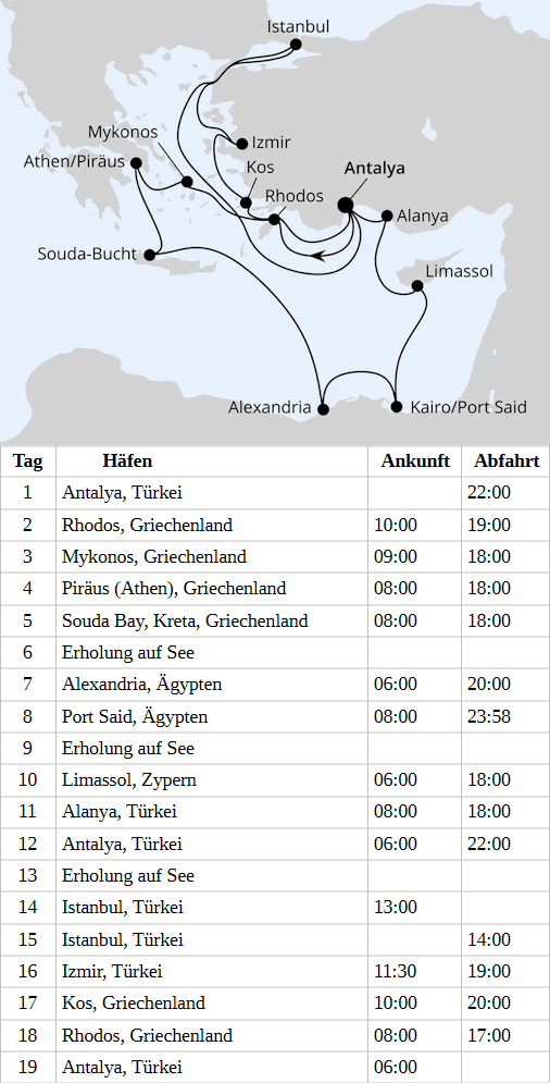 Gro&szlig;e Mittelmeer-Reise mit &Auml;gypten & Istanbul, AIDAstella vom 11.10.2028 bis 29.10.2028