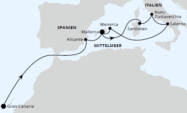 Italien & Balearen ab Gran Canaria, AIDAstella vom 06.06.2027 bis 17.06.2027
