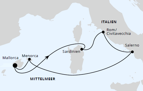 Italien & Balearen ab Mallorca, AIDAstella vom 10.06.2027 bis 17.06.2027