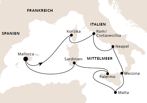 AIDA Italien & Mittelmeerinseln ab Mallorca, AIDAstella am 28.06.2026 & 20.09.2026