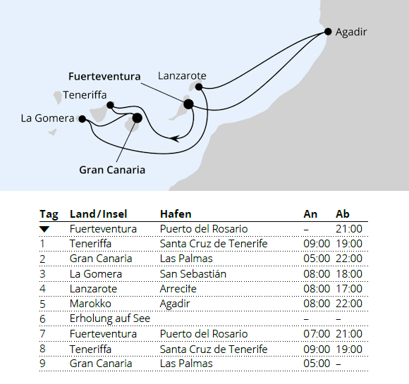 Kanarische Inselwelt & Marokko, AIDAstella vom 10.12.2027 bis 19.12.2027