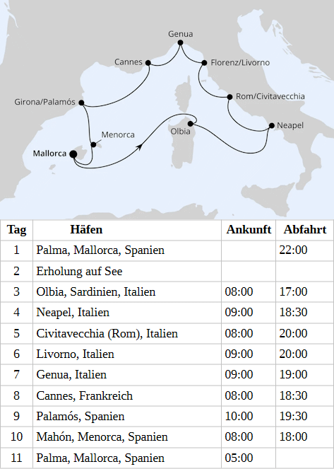 Mediterrane Highlights ab Mallorca, AIDAstella am 04.05.2028, 27.07.2028 & 07.09.2028