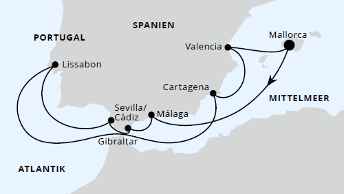 Spanien, Portugal & Gibraltar ab Mallorca, AIDAstella vom 09.09.2027 bis 19.09.2027