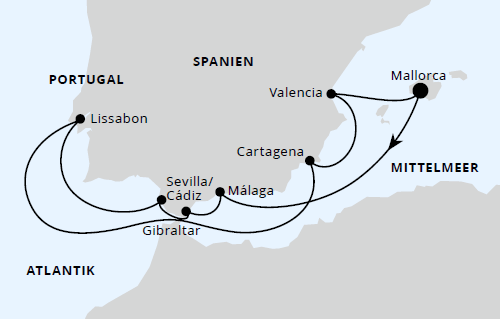 Spanien, Portugal & Gibraltar ab Mallorca, AIDAstella vom 17.06.2027 bis 27.06.2027