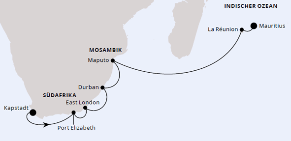AIDA S&uuml;dafrika mit La R&eacute;union & Mauritius 2, AIDAstella am 03.02.2026 oder 04.02.2026
