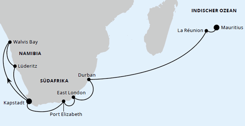 AIDA - Südafrika, Namibia & Indischer Ozean, AIDAstella vom 19.11.2025 bis 09.12.2025