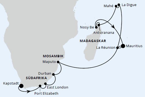 AIDAstella - Südafrika, Seychellen, Mauritius & Madagaskar 2, AIDAstella vom 03.02.2026 bis 03.03.2026