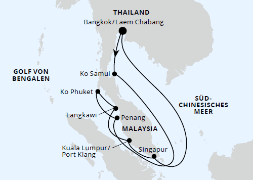 Thailand, Malaysia & Singapur, AIDAstella vom 21.12.2026 bis 04.01.2027