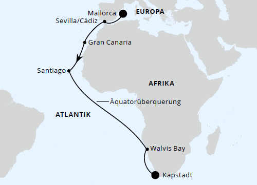Von Mallorca &uuml;ber Namibia nach Kapstadt, AIDAstella vom 01.11.2026 bis 20.11.2026