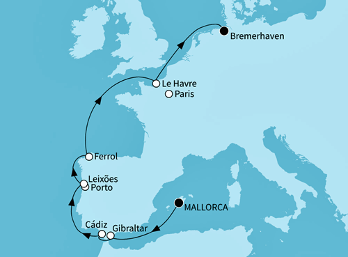 Mein Schiff 1 vom 10.06.2026 bis 20.06.2026, TUI Cruises - Die Sonnenseiten Westeuropas