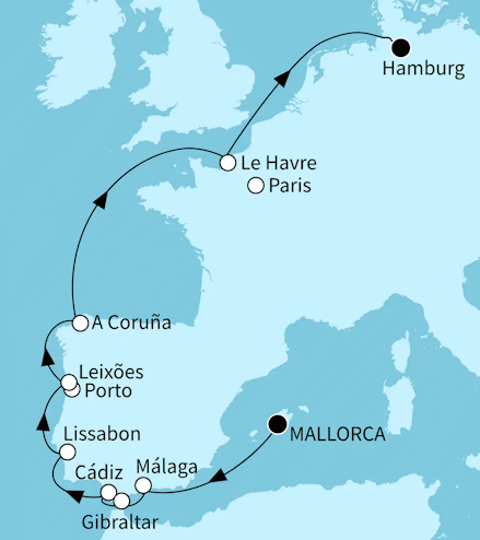 Mein Schiff 1 vom 21.05.2027 bis 01.06.2027, TUI Cruises - Europas Westk&uuml;ste