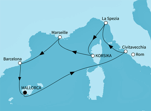 Mein Schiff 1 vom 02.06.2026 bis 10.06.2026, TUI Cruises - Höhepunkte des westlichen Mittelmeers
