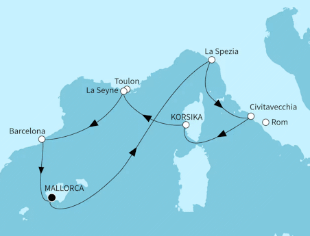 Mein Schiff 1 vom 03.05.2027 bis 11.05.2027, TUI Cruises - H&ouml;hepunkte des Westlichen Mittelmeers