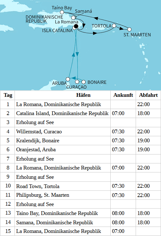 Mein Schiff 1 vom 19.01.2028 bis 02.02.2028, TUI Cruises - Karibische Inselwelten
