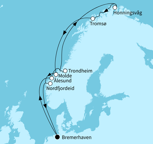  Mein Schiff 1 am 24.07.2026 - Norwegens Fjordwelten mit Nordkap ab Motiv 