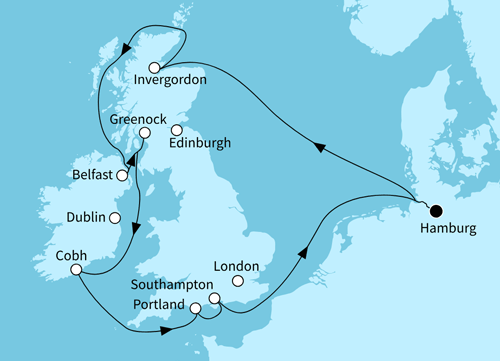 Best of Großbritannien und Irland, Mein Schiff 2 vom 09.07.2026 bis 21.07.2026