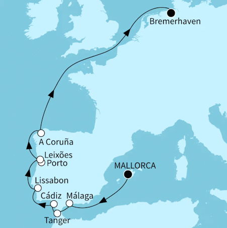 Europas Westk&uuml;ste, Mein Schiff 2 vom 29.10.2027 bis 09.11.2027