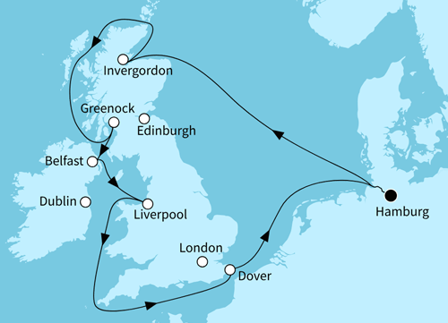Großbritanniens Schätze, Mein Schiff 2 vom 29.06.2026 bis 09.07.2026