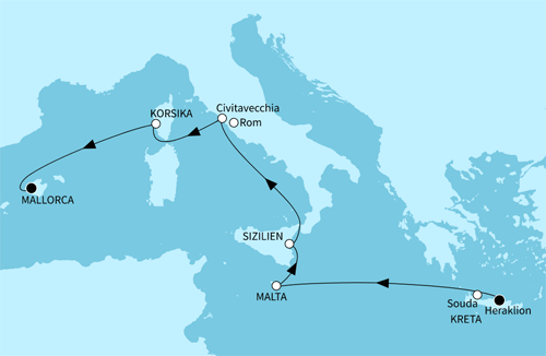 Mein Schiff 2 - Kreta bis Mallorca, Mein Schiff 2 vom 26.04.2024 bis 05.05.2024