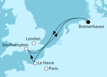 Kurze Auszeit am &Auml;rmelkanal, Mein Schiff 2 vom 09.09.2027 bis 14.09.2027