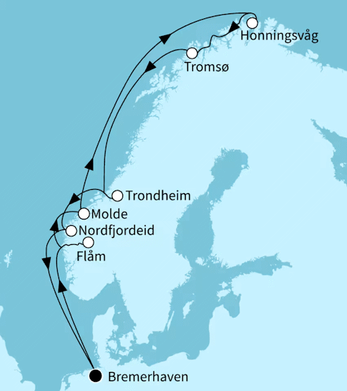 Sommerzauber in Norwegen, Mein Schiff 2 vom 03.07.2027 bis 15.07.2027