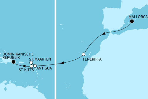 Transatlantik ab Palma bis La Romana, Mein Schiff 2 vom 16.10.2026 bis 30.10.2026