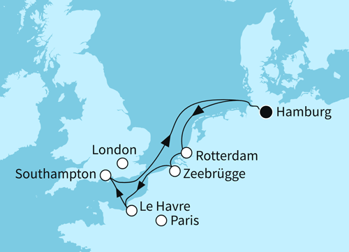 Westeuropas Vielfalt, Mein Schiff 2 vom 07.05.2026 bis 14.05.2026