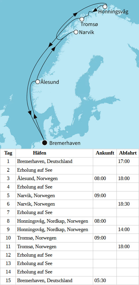 Winterliches Norwegen, Mein Schiff 2 vom 12.03.2028 bis 26.03.2028
