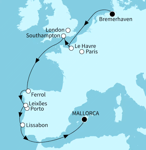 Europas Westk&uuml;ste, Mein Schiff 3 vom 27.08.2027 bis 06.09.2027