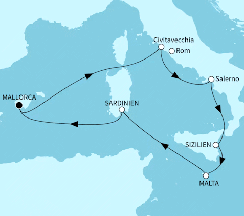 Glanzlichter des westlichen Mittelmeers, Mein Schiff 3 vom 06.09.2027 bis 15.09.2027