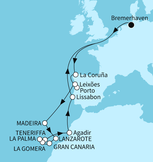 Iberische Halbinsel und Kanaren, Mein Schiff 3 vom 26.10.2025 bis 16.11.2025